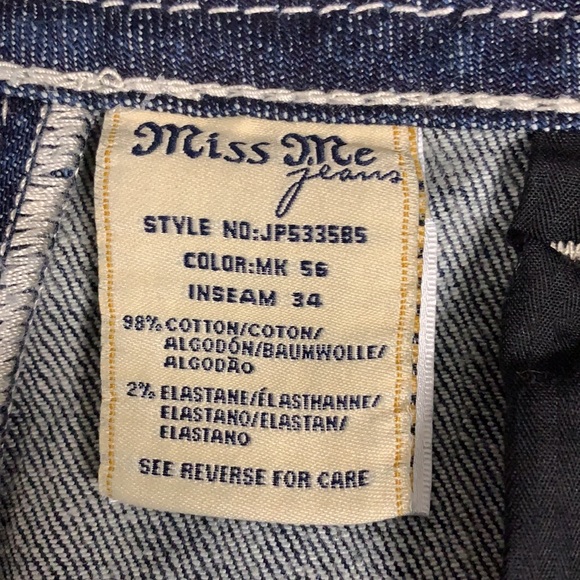 Miss Me Boot Cut Cowgirl Embroidered Rhinestones Distressed Jeans Sz 27 X 29 NWT - Picture 12 of 13